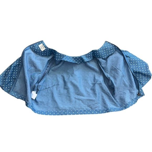 Kashieca By Rhett Eala Puff Sleeve Boxy Blue Polka Dot Crop Top Women’s S Zipper - Picture 4 of 12